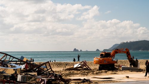 The aftermath of the festival on Haeundae Beach.