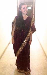 Dressed up in a sari for the farewell event at the British Council, Delhi - after I'd performed in a Bollywood dance!